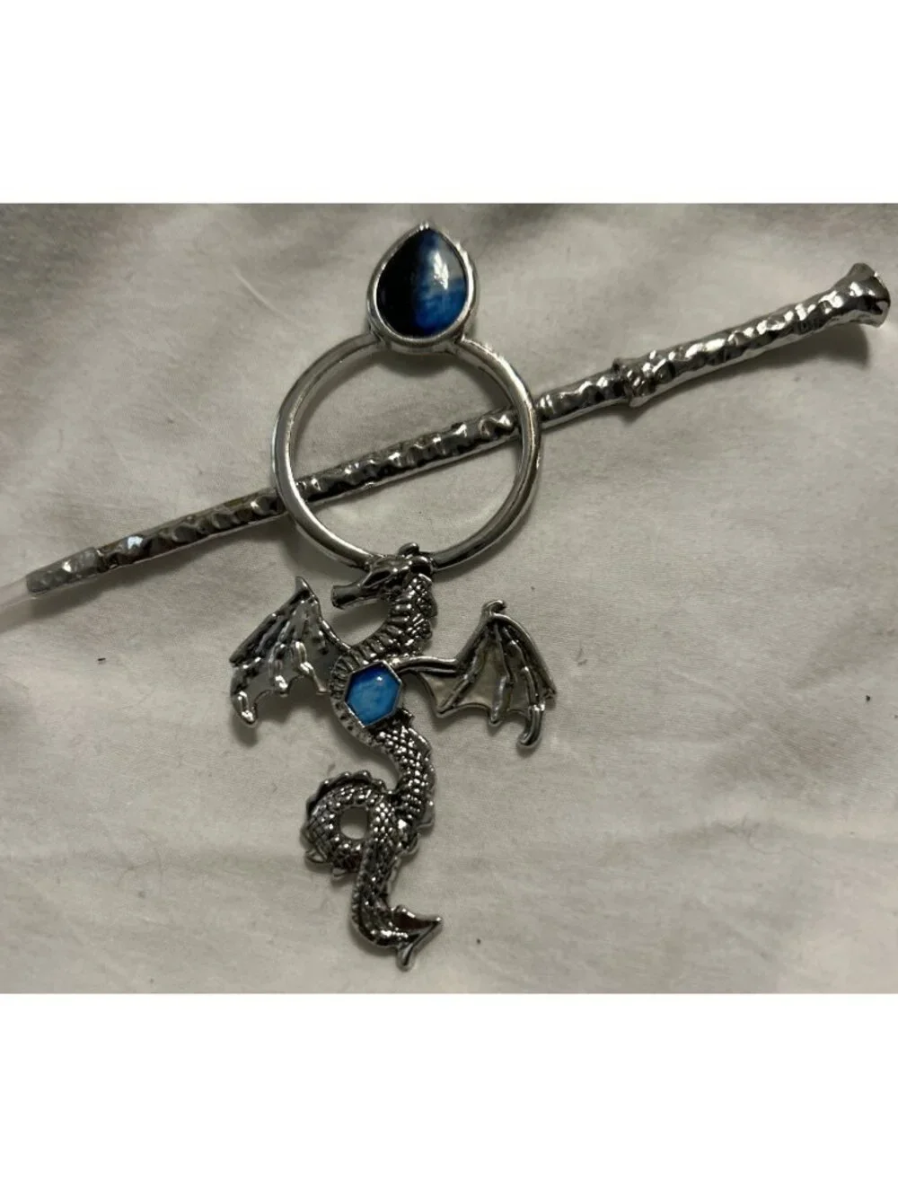 Dark Blue & Light Blue Dragon Hair Pin Metal Flying Mythical Methodology Dragon